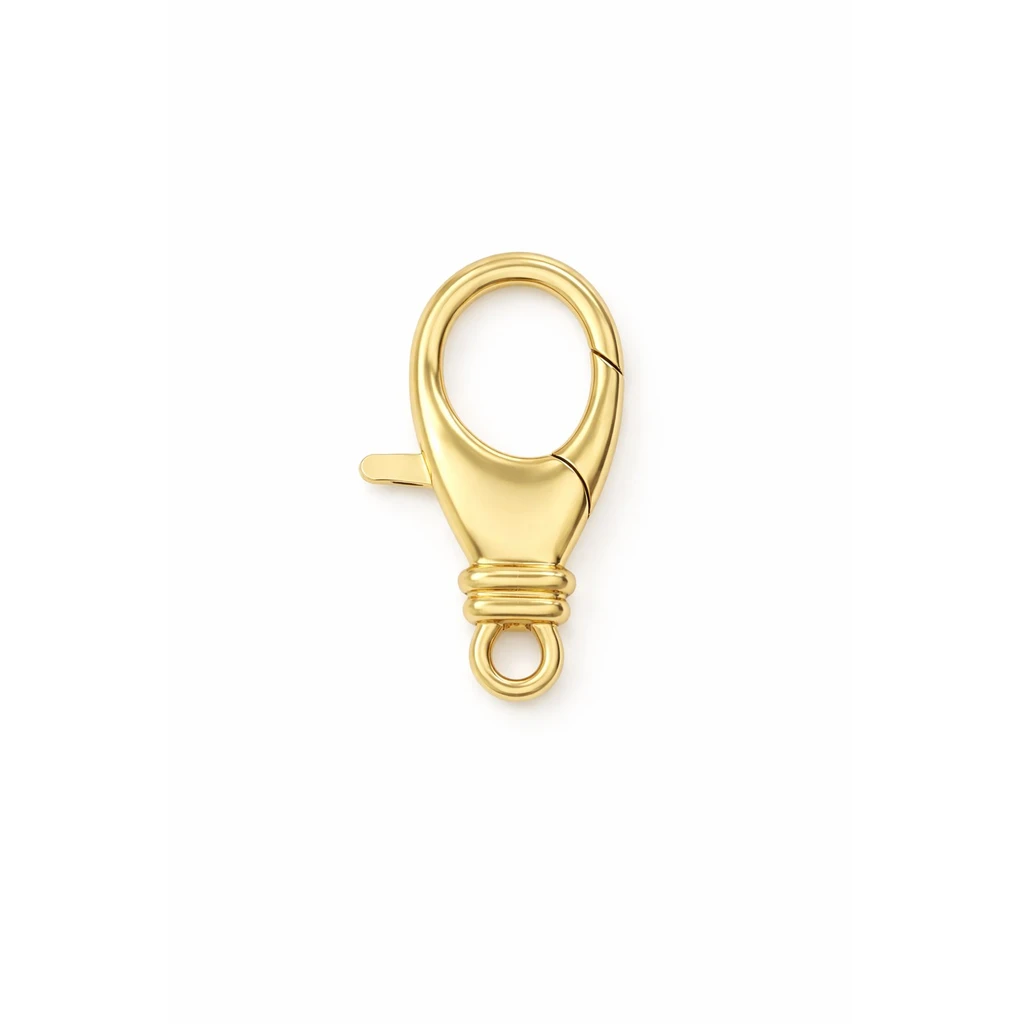20mm Sterling Silver 18K Gold Plated Teardrop Lobster Clasp with Coil Ring