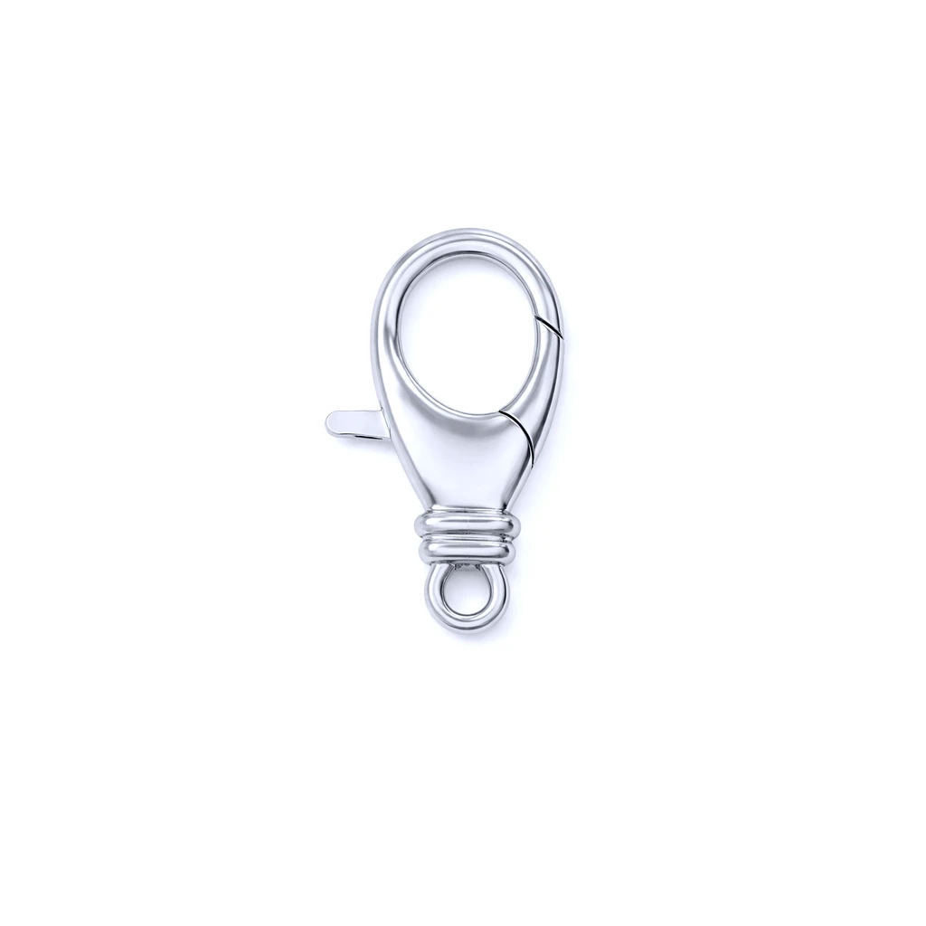 20mm Sterling Silver Teardrop Lobster Clasp with Coil Ring