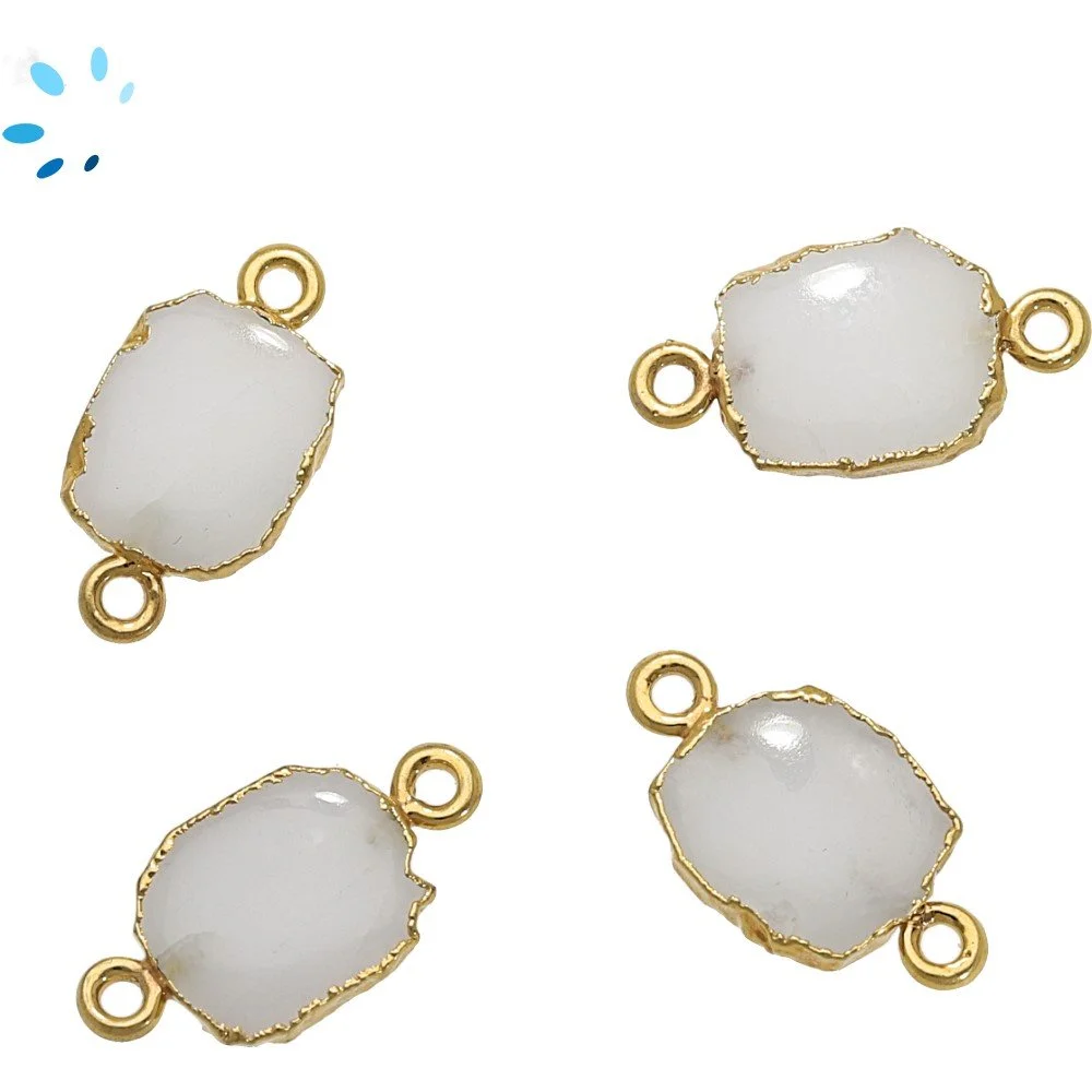 Milky Quartz Slice Connector 12x10 - 14x12mm 18k Gold Electroplated - Set of 4