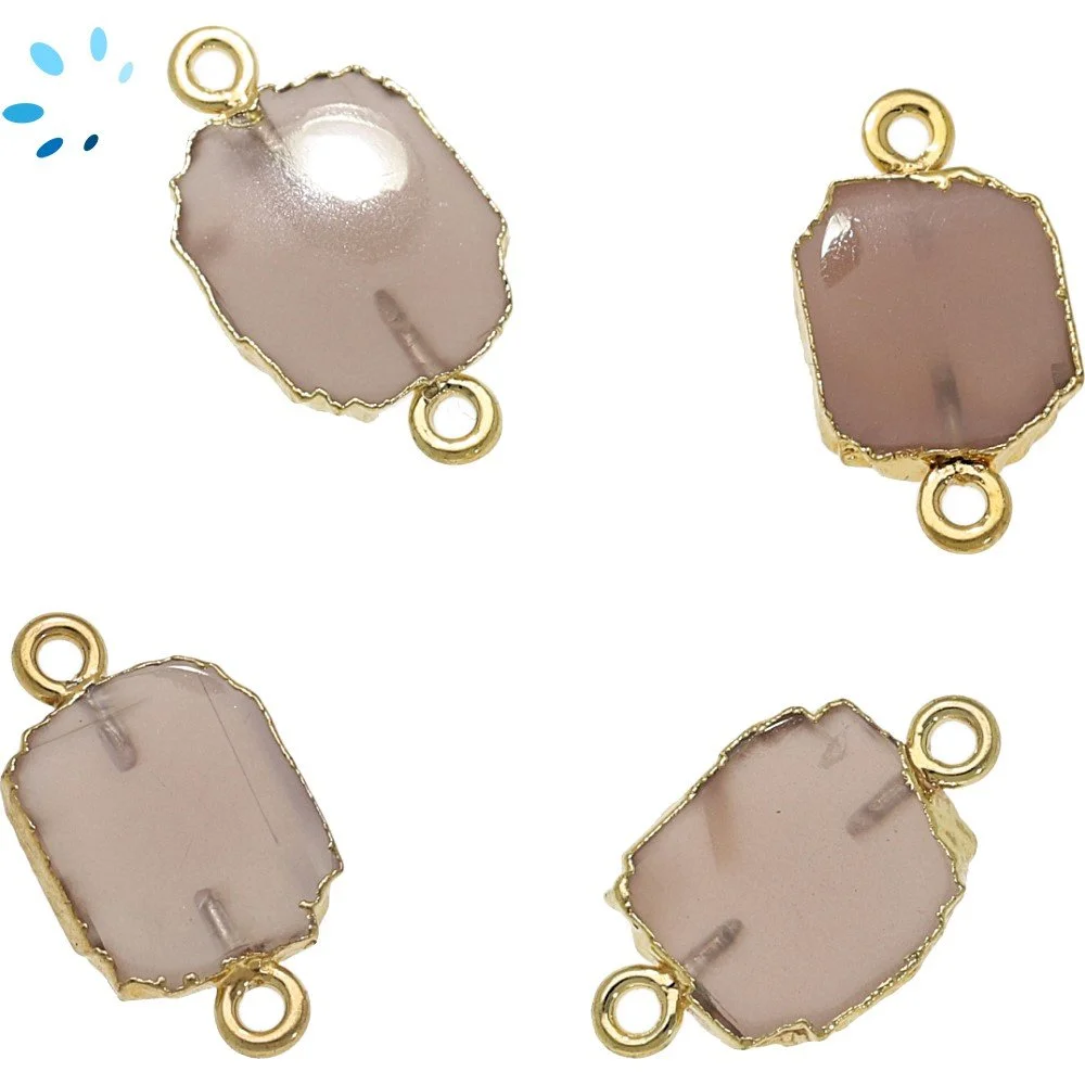 Chocolate Moonstone Slice Connector 12x10 - 14x12mm 18kGold Plated Electroplated - Set of 4