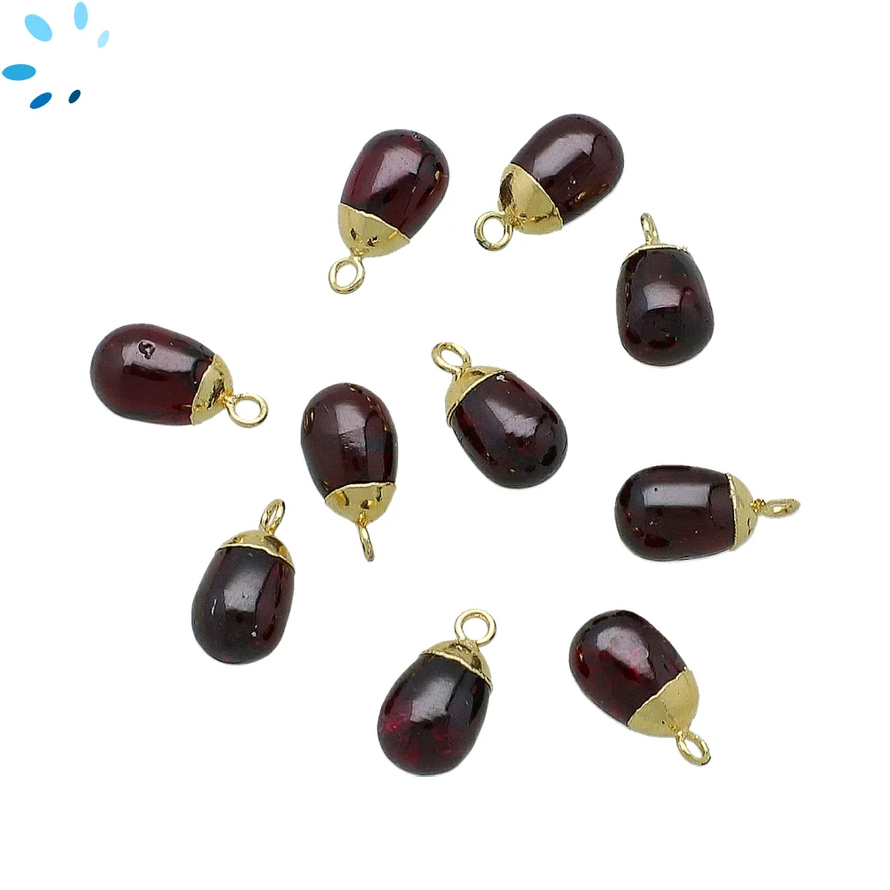 Garnet Teardrop Charm Pendant 10x7mm 18k Gold Electroplated - Set of 4