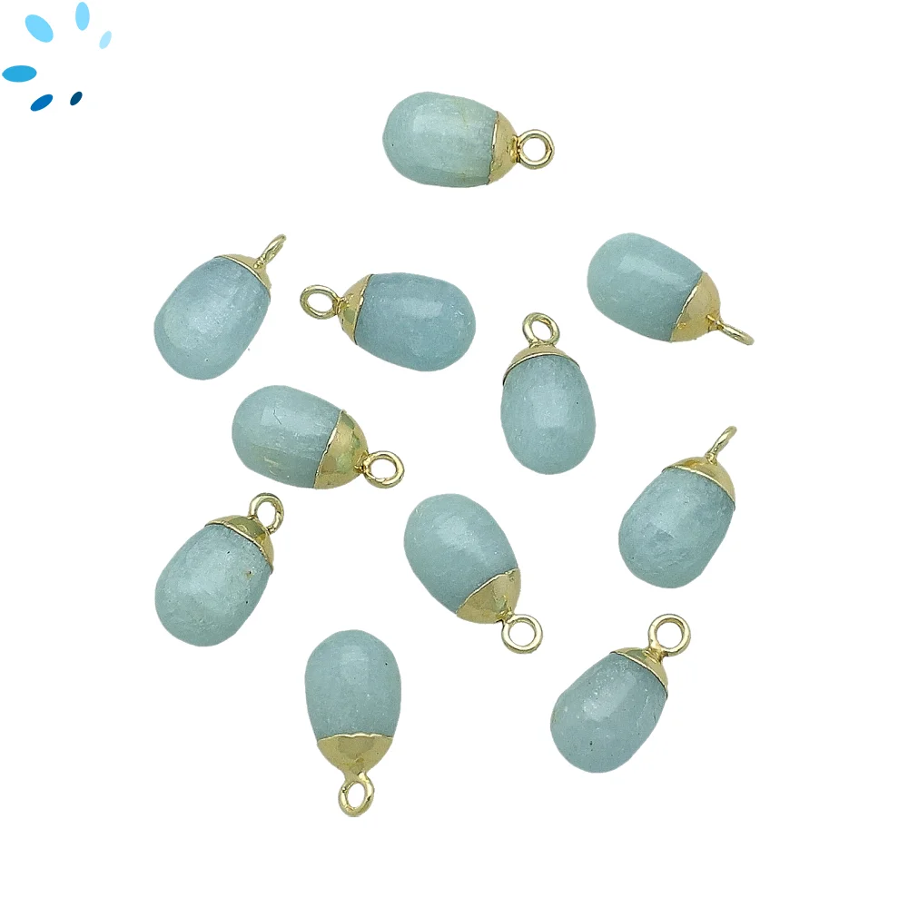 Aquamarine Teardrop Charm Pendant 10x7mm 18k Gold Electroplated - Set of 4