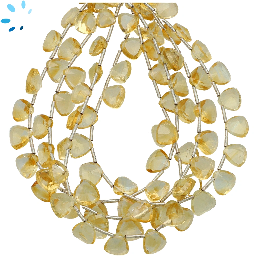 Citrine Faceted Trillion Top Drilled Beads 8mm - 8 Inch Strand
