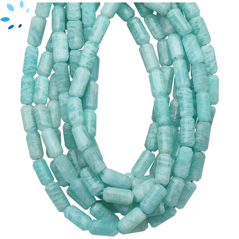Amazonite Faceted Tube Top to Bottom Drilled Beads 10x5mm - 13 Inch Strand