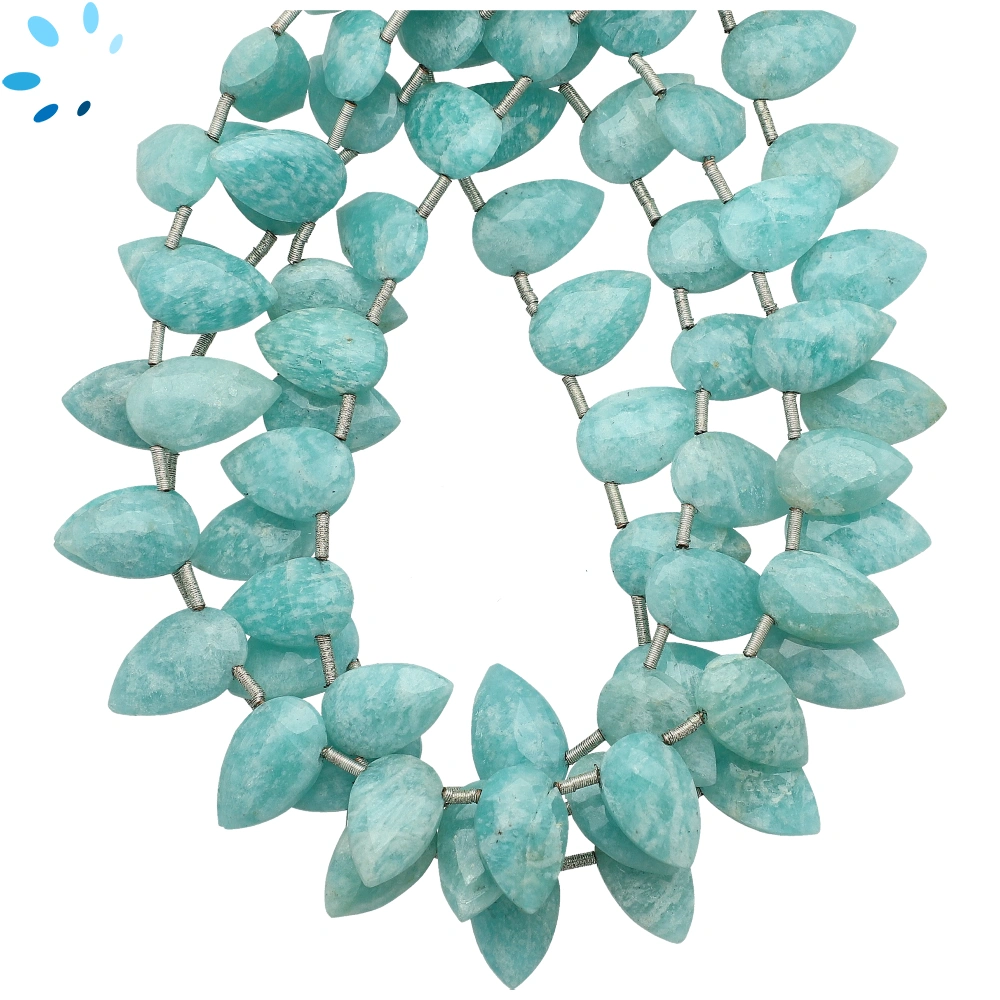 Amazonite Faceted Pear Top Drilled Beads 12x8mm - 8 Inch Strand