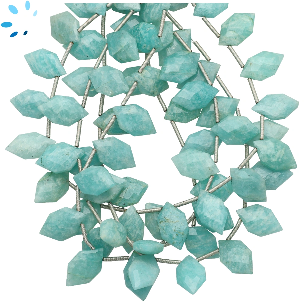  Amazonite Faceted Hexagon Top Drilled Beads 14x8mm - 8 Inch Strand