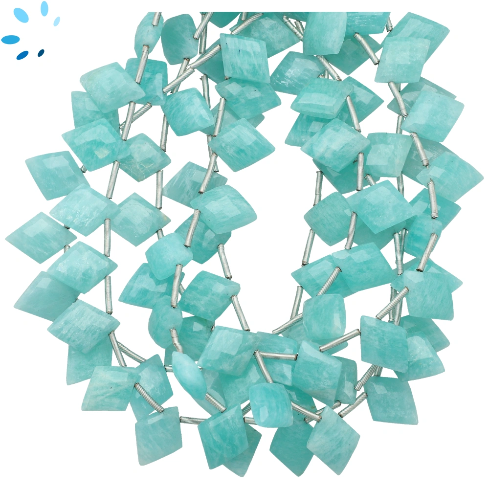 Amazonite Faceted Diamond Top Drilled Beads 12x9mm - 8 Inch Strand