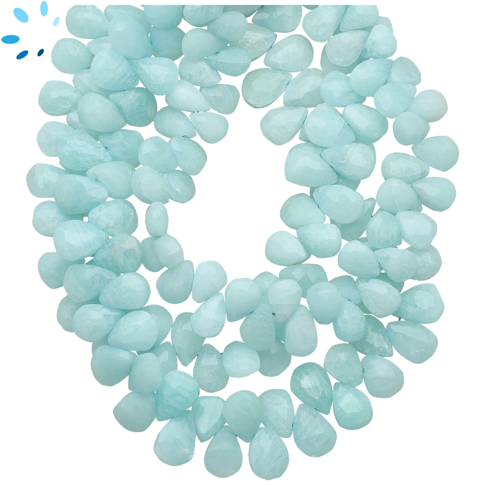 Amazonite Faceted Pear Top Drilled Beads 7mm - 8 Inch Strand