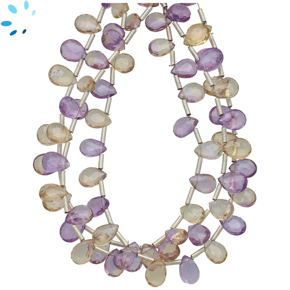 Ametrine Faceted Pear Top Drilled Beads 7x5mm - 8 Inch Strand