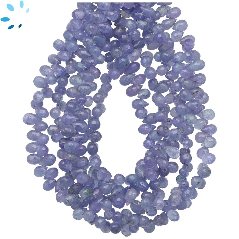Tanzanite Faceted Drop Top Drilled Beads 6x4mm - 8 Inch Strand