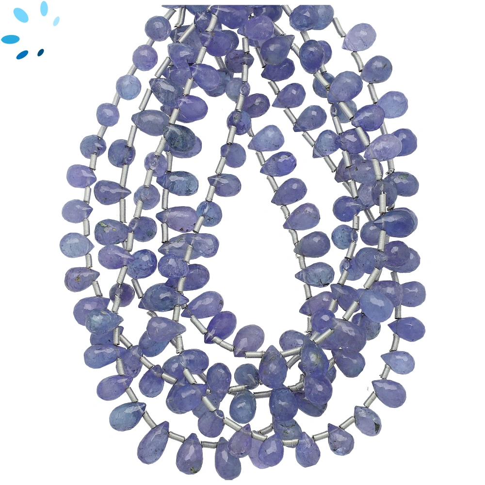 Tanzanite Faceted Drop Top Drilled Beads 7x5-8x6mm - 8 Inch Strand
