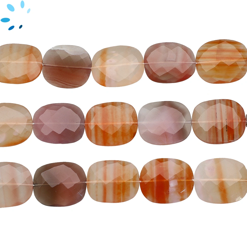 Banded Agate Faceted Nugget Top to Bottom Drilled Beads 20x17mm - 13 Inch Strand