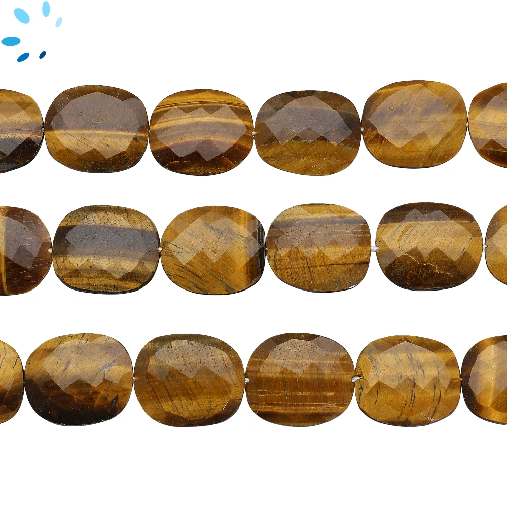 Tiger Eye Faceted Nugget Top to Bottom Drilled Beads 20x17mm - 13 Inch Strand