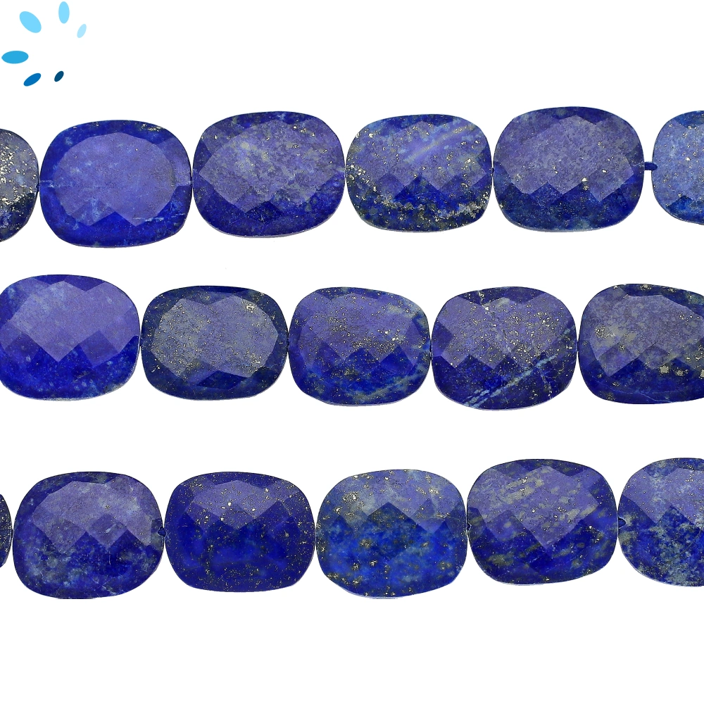 Lapis Faceted Nugget Top to Bottom Drilled Beads 20x17mm - 13 Inch Strand