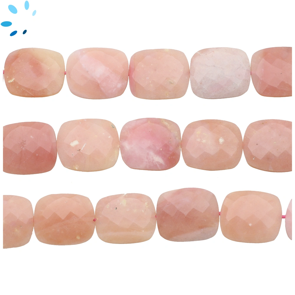Pink Opal Faceted Nugget Top to Bottom Drilled Beads 20x17mm - 13 Inch Strand