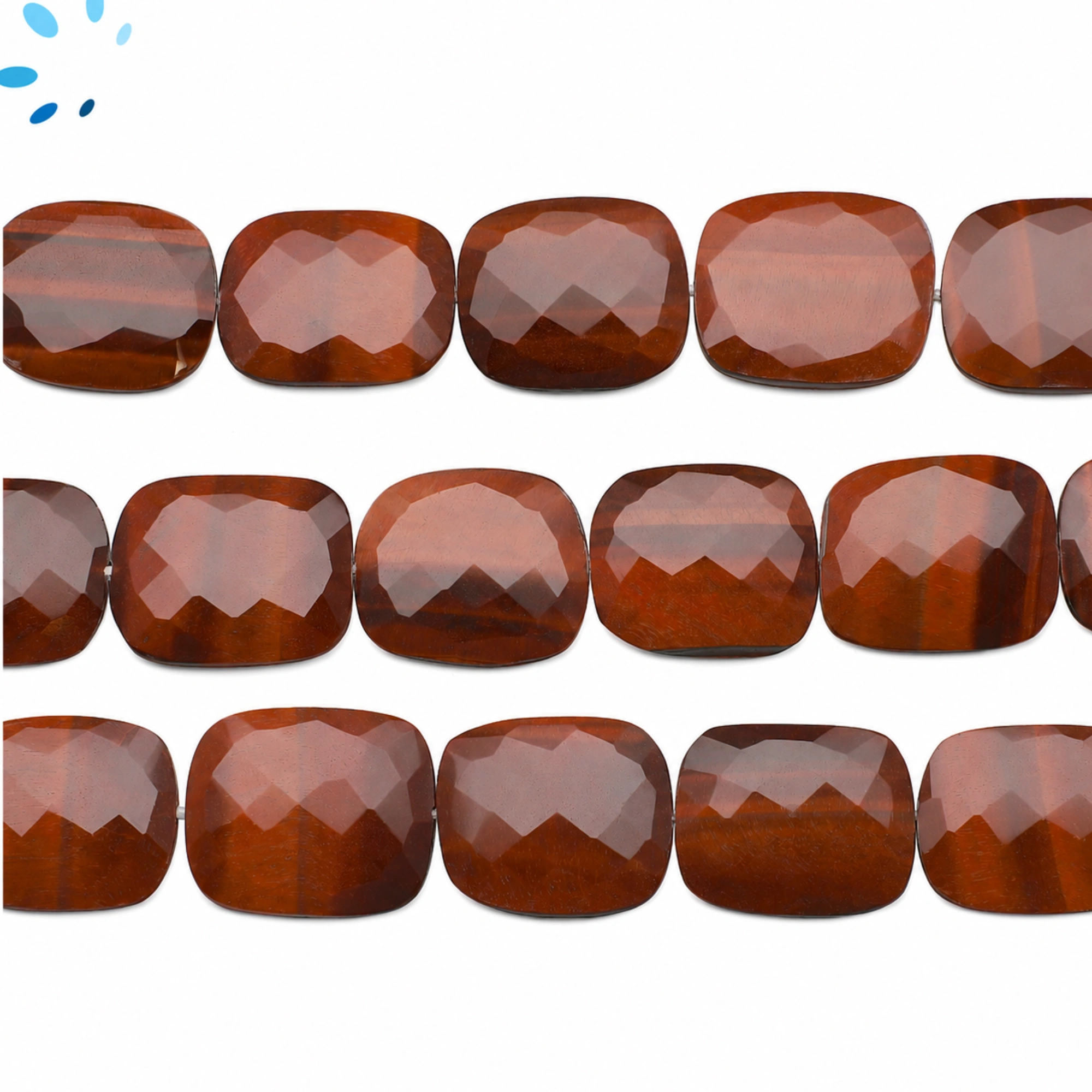 Red Tiger Eye Faceted Nugget Top to Bottom Drilled Beads 20x16mm - 13 Inch Strand