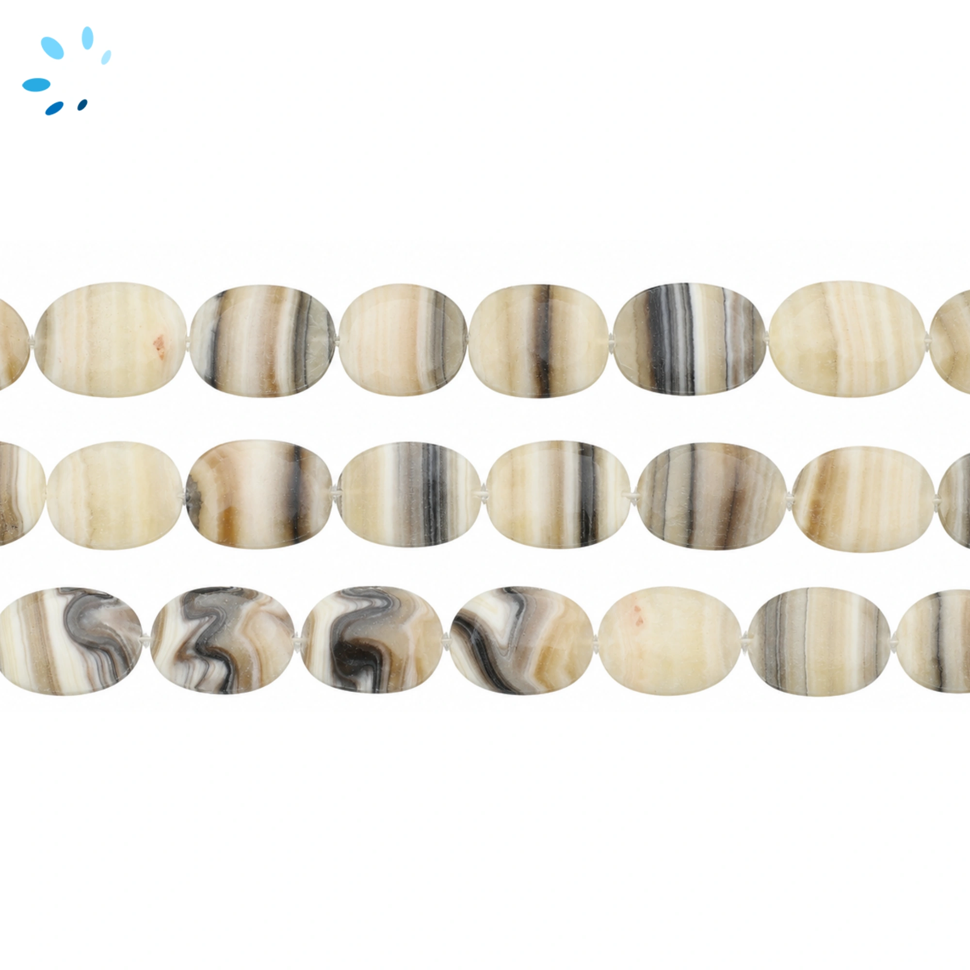 Zebra Calcite Faceted Nugget Top to Bottom Drilled Beads 20x17mm - 13 Inch Strand