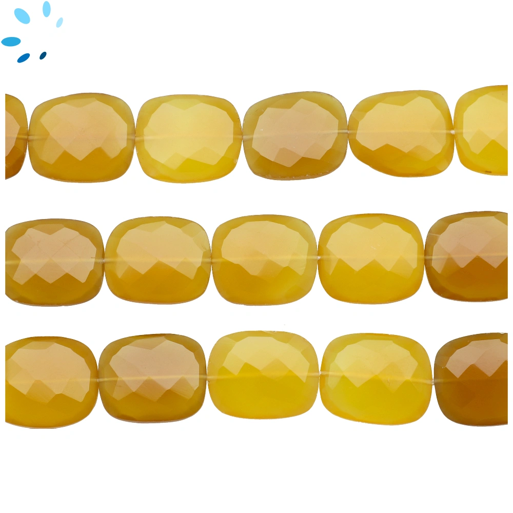 Yellow Chalcedony Faceted Nugget Top to Bottom Drilled Beads 20x17mm - 13 Inch Strand