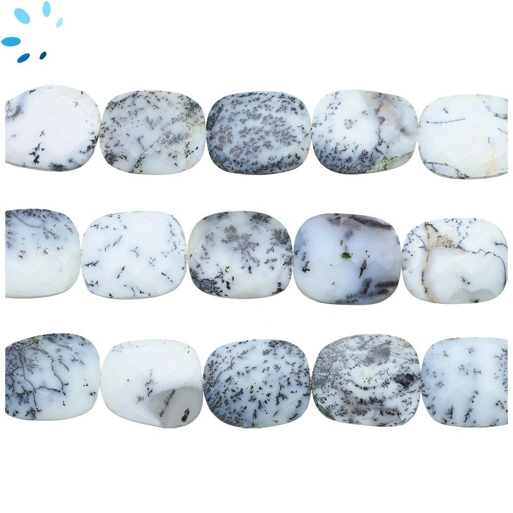 Dendrite Opal Faceted Nugget Top to Bottom Drilled Beads 20x16mm - 13 Inch Strand