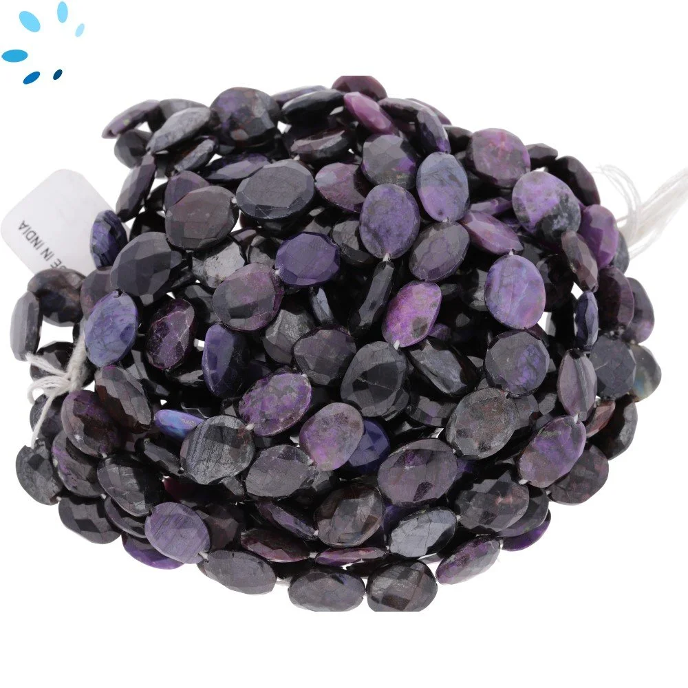 Sugulite Faceted Oval Nugget Top to Bottom Drilled Beads 10x8 - 12x9mm - 14 Inch Strand