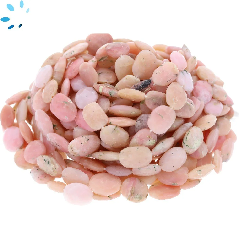 Pink Opal Faceted Nuggets Top to Bottom Drilled Beads 10x8 - 12x9mm - 14 Inch Strand
