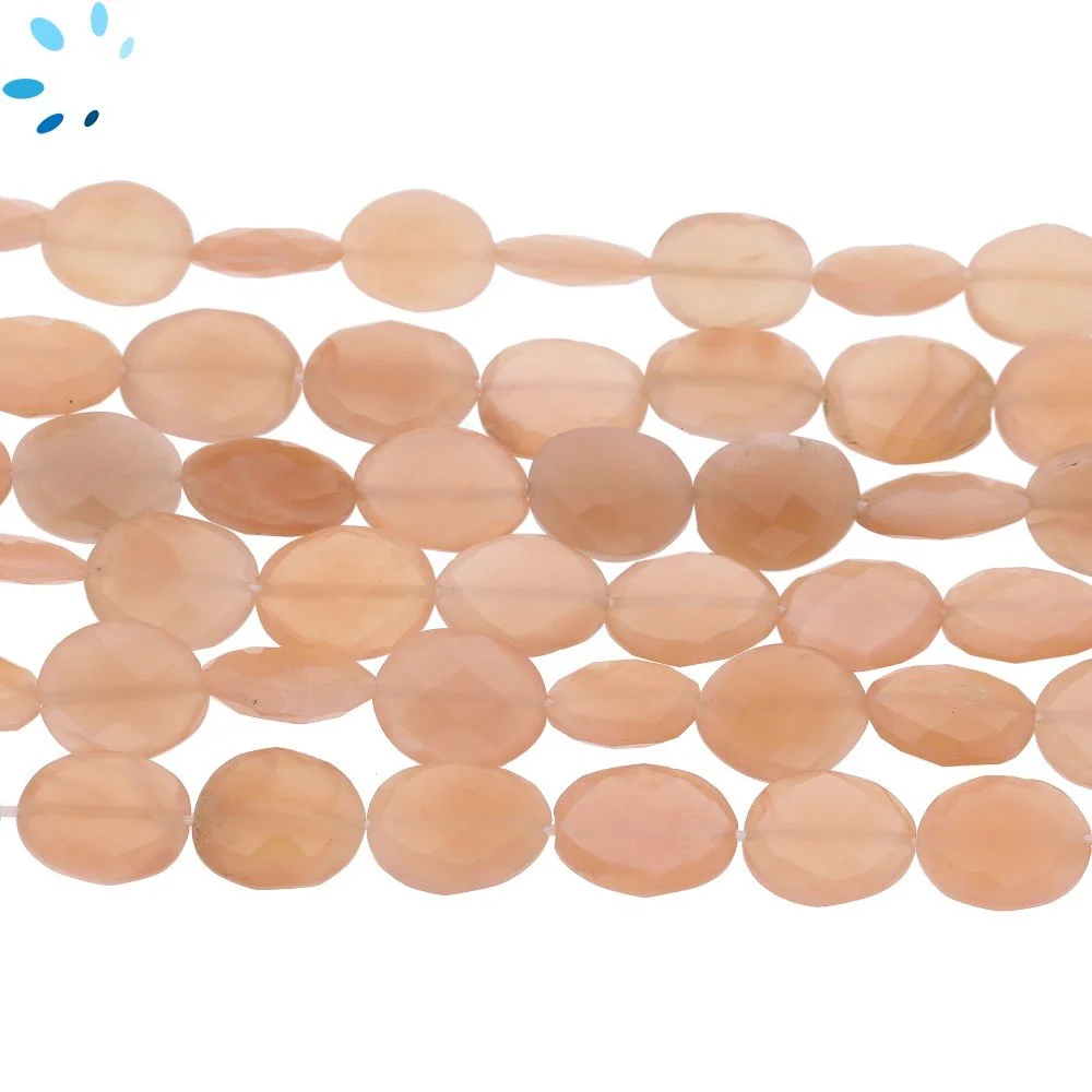 Peach Moonstone Faceted Nuggets Top to Bottom Drilled Beads 10x8 - 12x9mm - 14 Inch Strand