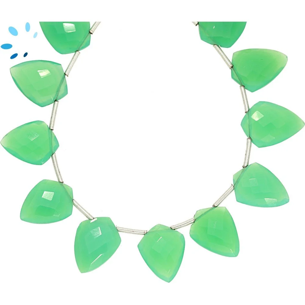 Chrysoprase Chalcedony Faceted Shield Top Drilled Beads 10x13mm - 8 Inch Strand