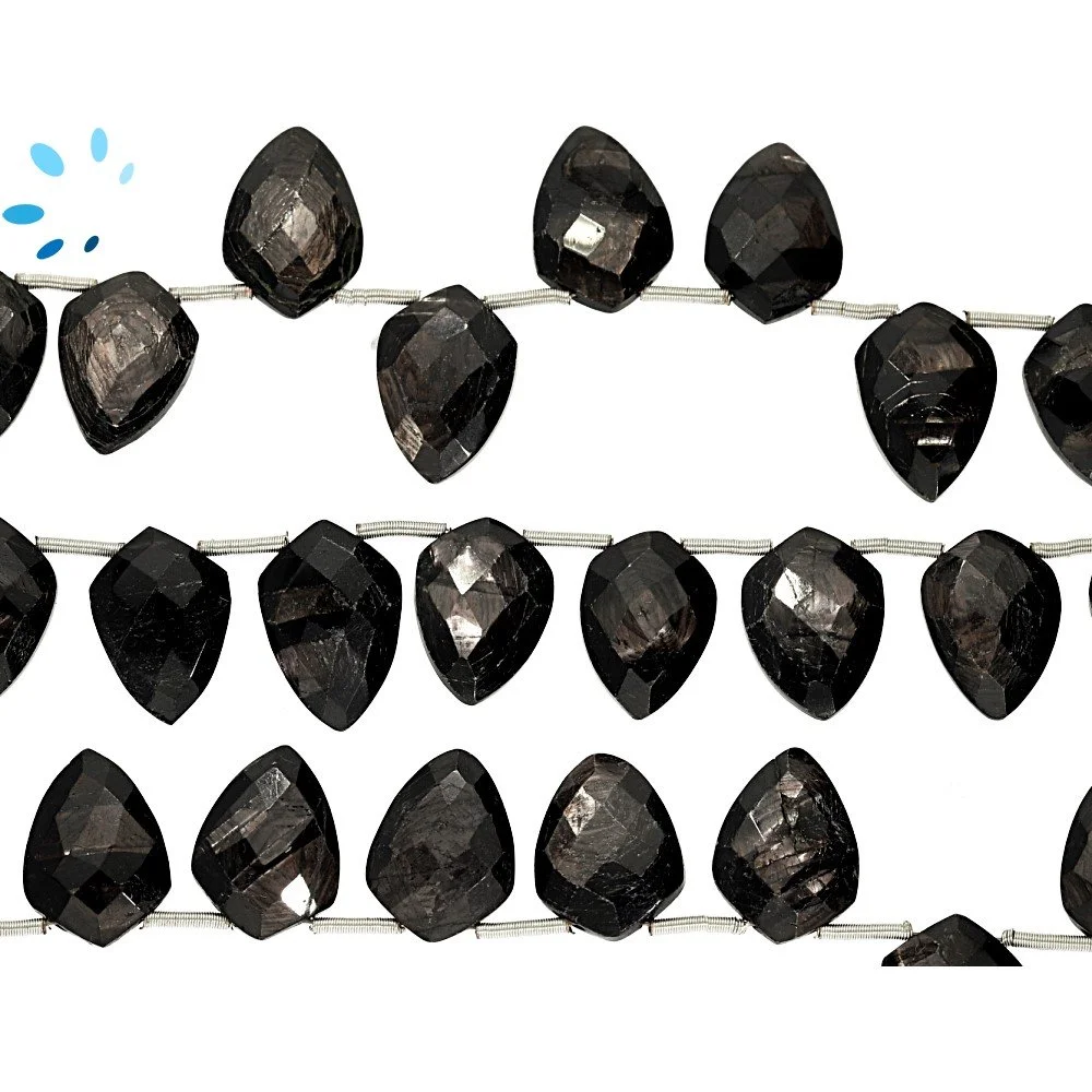 Hypersthene Faceted Shield Top Drilled Beads 10x13mm - 8 Inch Strand