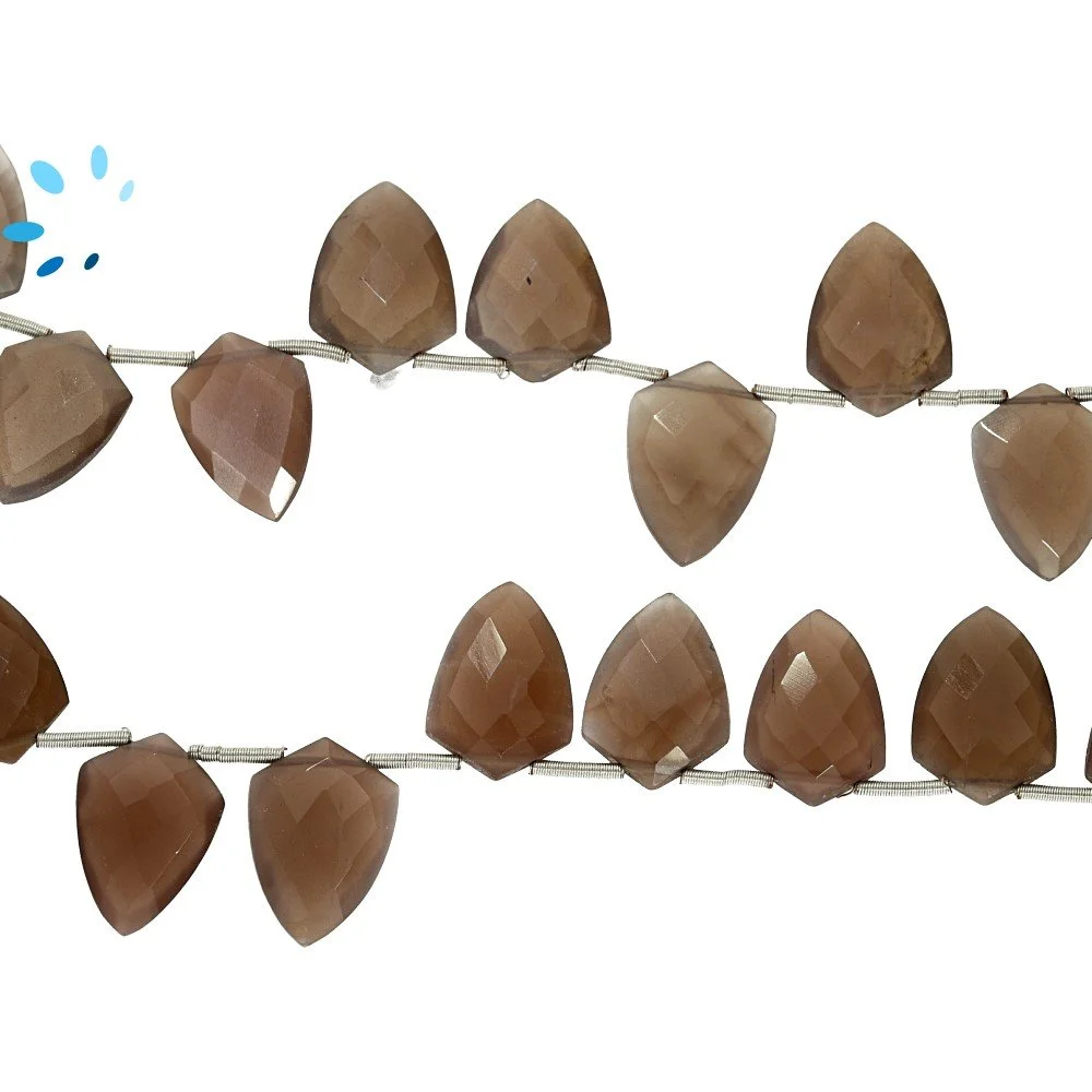 Chocolate Moonstone Faceted Shield Top Drilled Beads 10x13mm - 8 Inch Strand