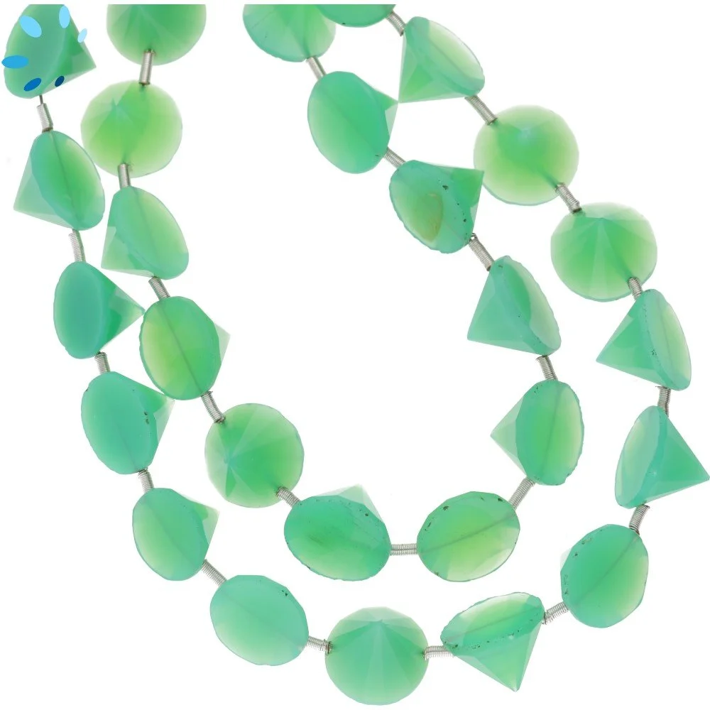 Chrysoprase Chalcedony Faceted Cone Top Drilled Beads 9x6mm - 8 Inch Strand