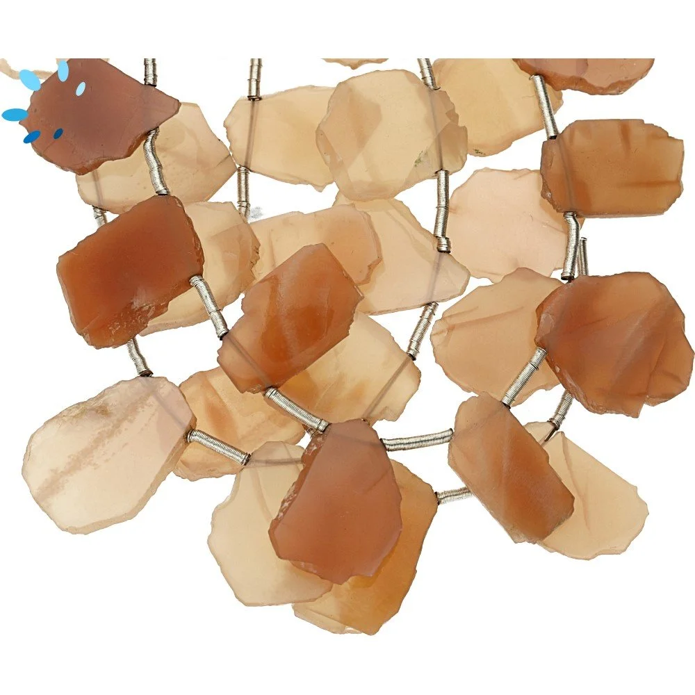 Peach Moonstone Smooth Slice Top Drilled Beads 16x13 - 18x14mm - 8 Inch Strand