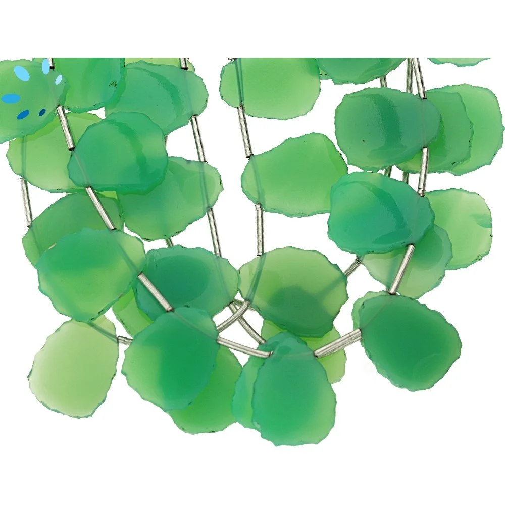Chrysoprase Chalcedony Smooth Slice Top Drilled Beads 14x10 - 16x12mm - 8 Inch Strand