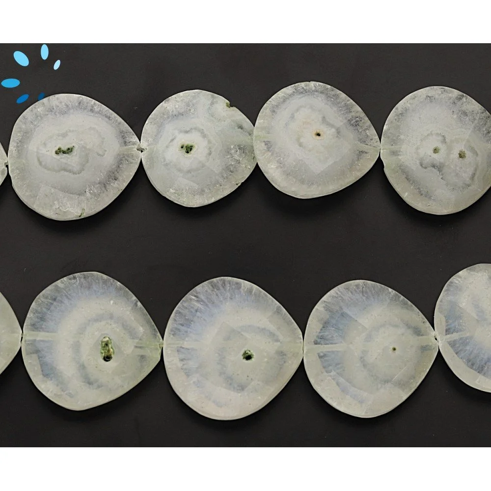 Solar Quartz Faceted Heart Top to Bottom Drilled Beads 16mm - 8 Inch Strand