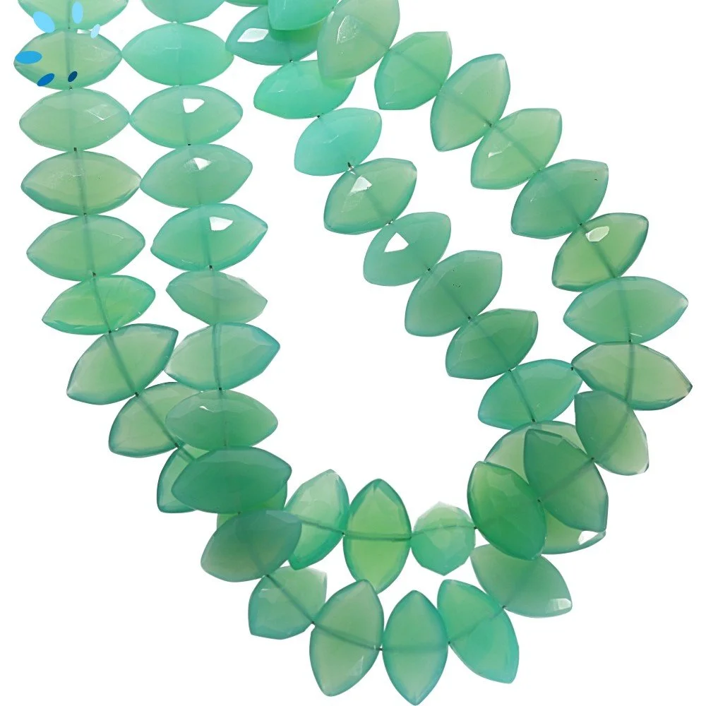 Chrysoprase Chalcedony Faceted Marquise Center Drilled Beads 11x6mm - 8 Inch Strand