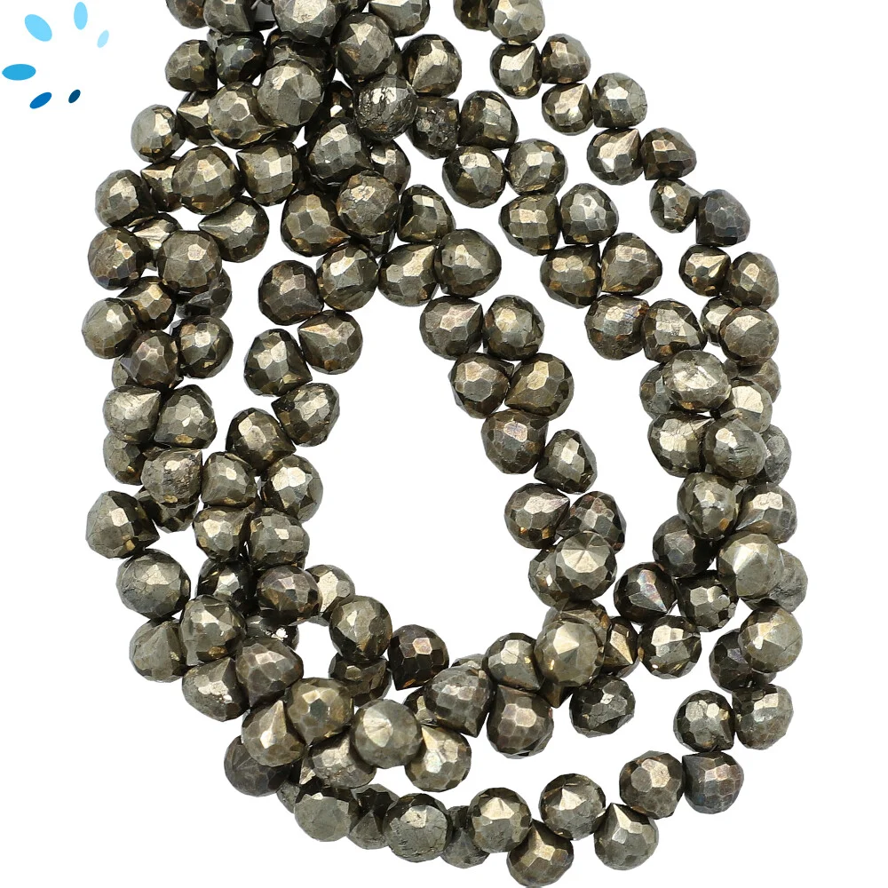 Pyrite Faceted Berry Top Drilled Beads 6mm - 8 Inch Strand