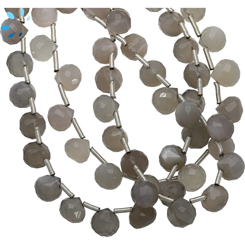 Gray Moonstone Faceted Berry Top Drilled Beads 7mm - 8 Inch Strand