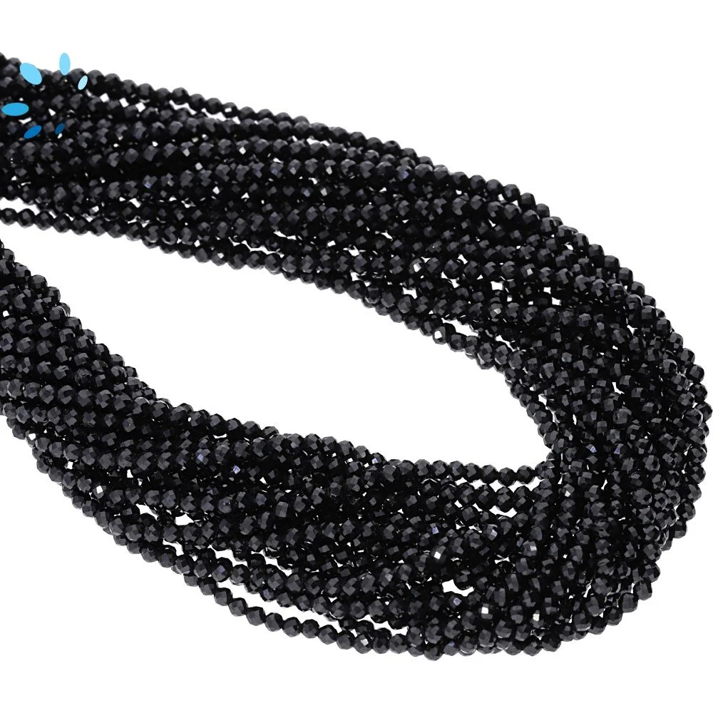 Black Onyx Faceted Round Beads 2mm - 13 Inch Strand