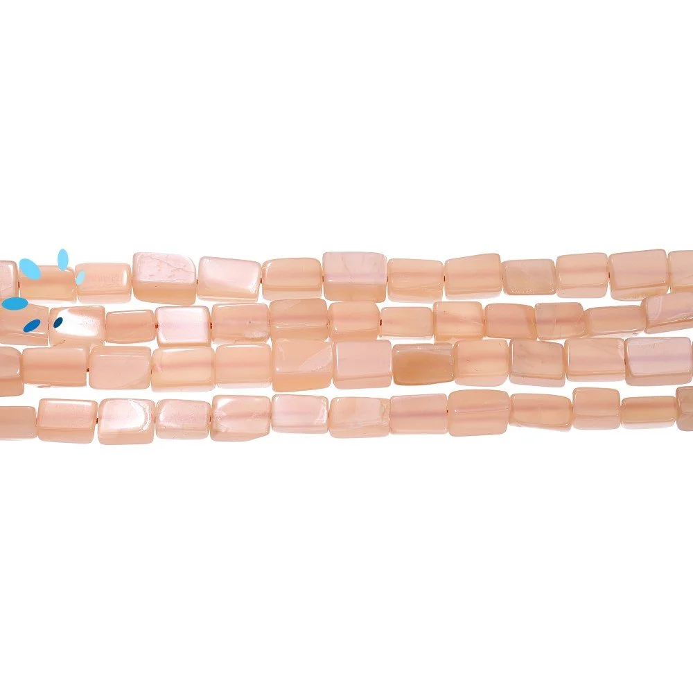 Peach Moonstone Smooth Rectangle Top to Bottom Drilled Beads 6x4mm - 14 Inch Strand