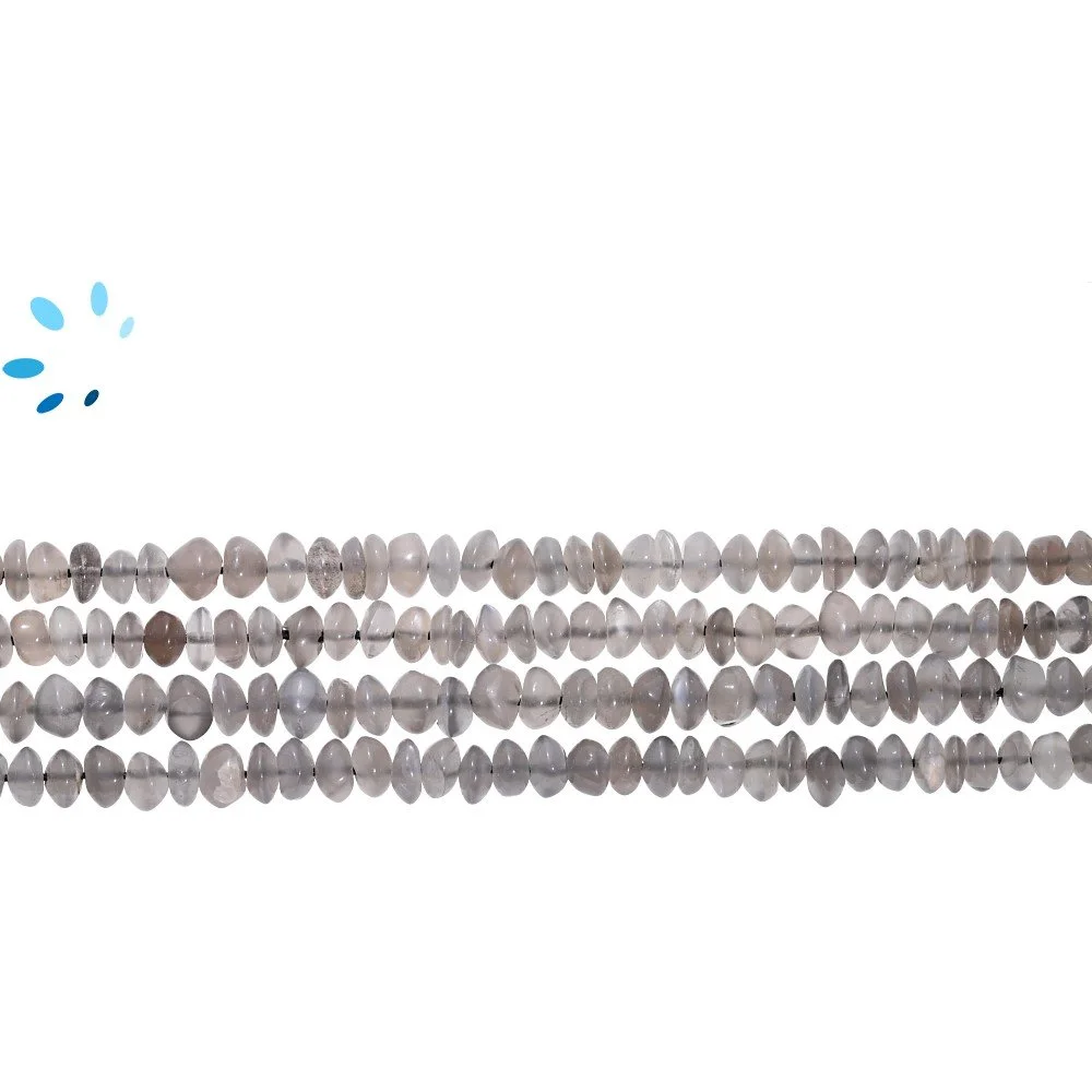 Gray Moonstone Smooth Rondelle Beads 4.5mm - 14 Inch Strand