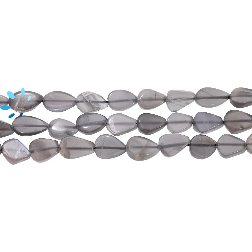 Gray Moonstone Smooth Pear Top to Bottom Drilled Beads 9x6mm - 14 Inch Strand