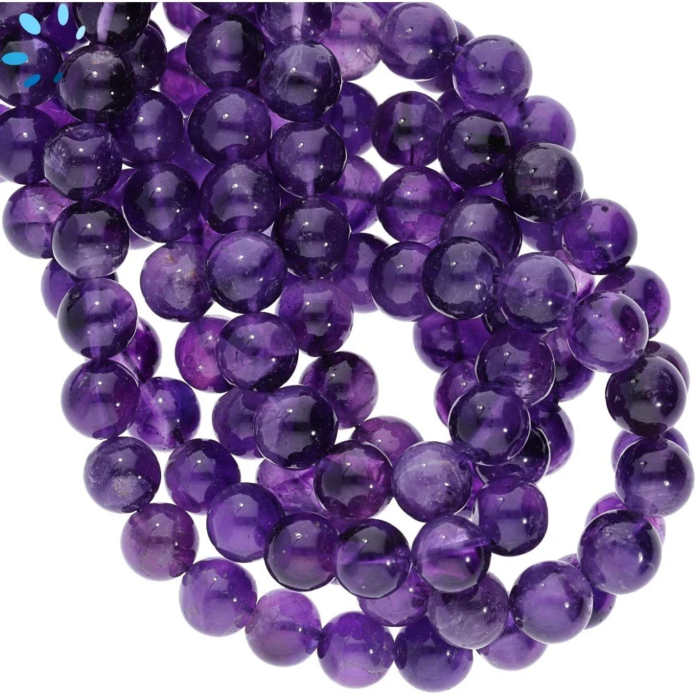 Amethyst Smooth Round Beads 8mm - 14 Inch Strand
