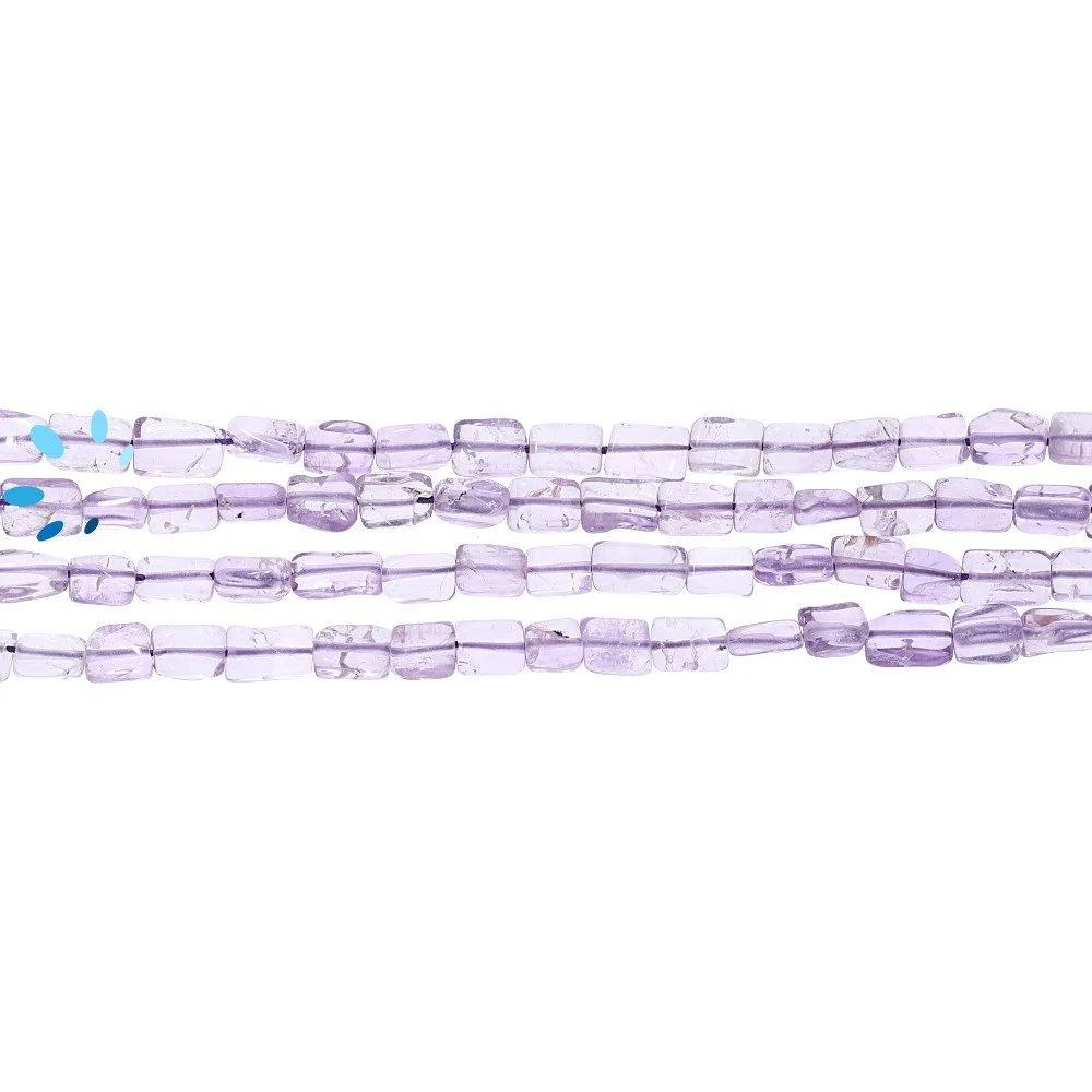 Amethyst Smooth Rectangle Top to Bottom Drilled Beads 6x4mm - 14 Inch Strand