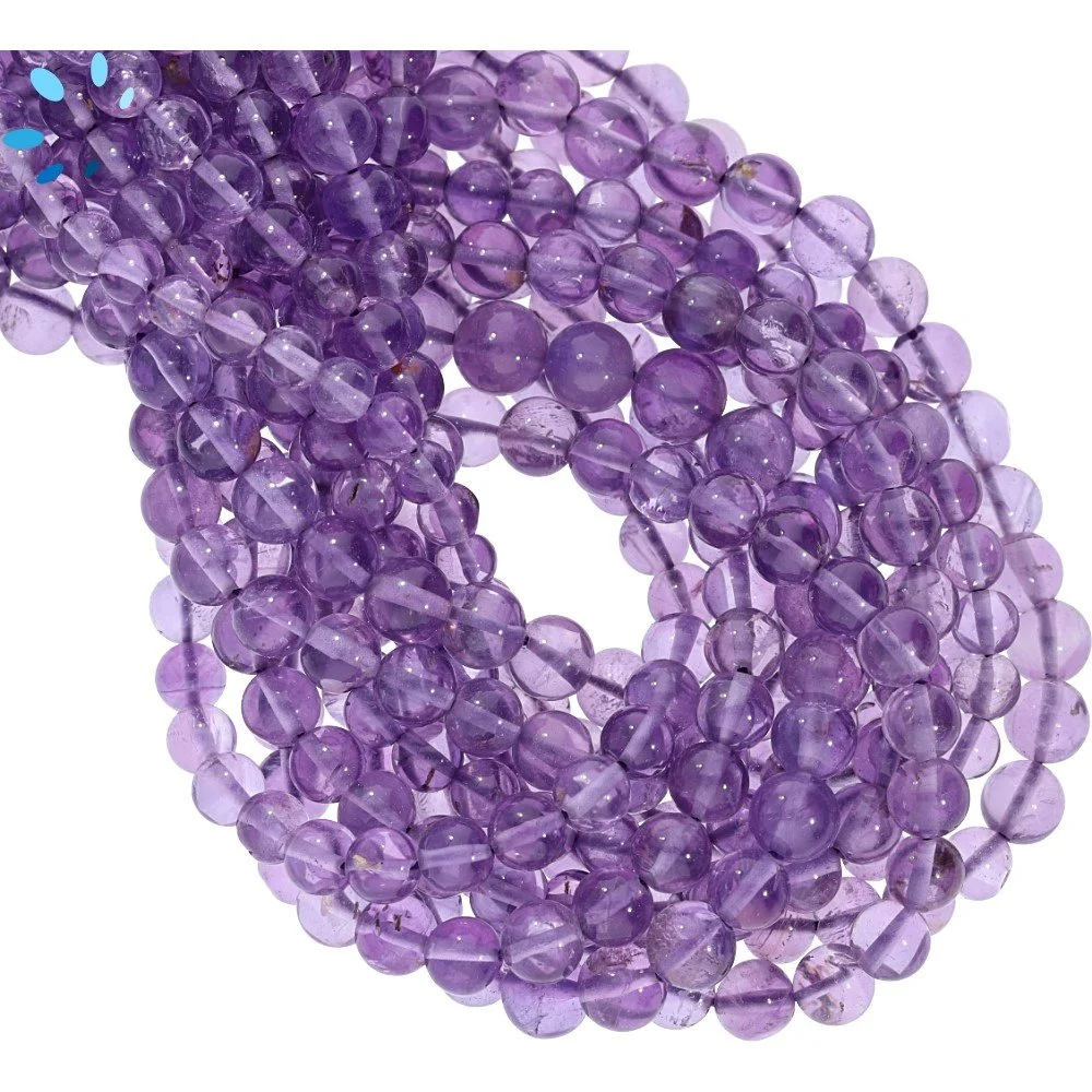 Amethyst Smooth Round Beads 5.5mm - 14 Inch Strand