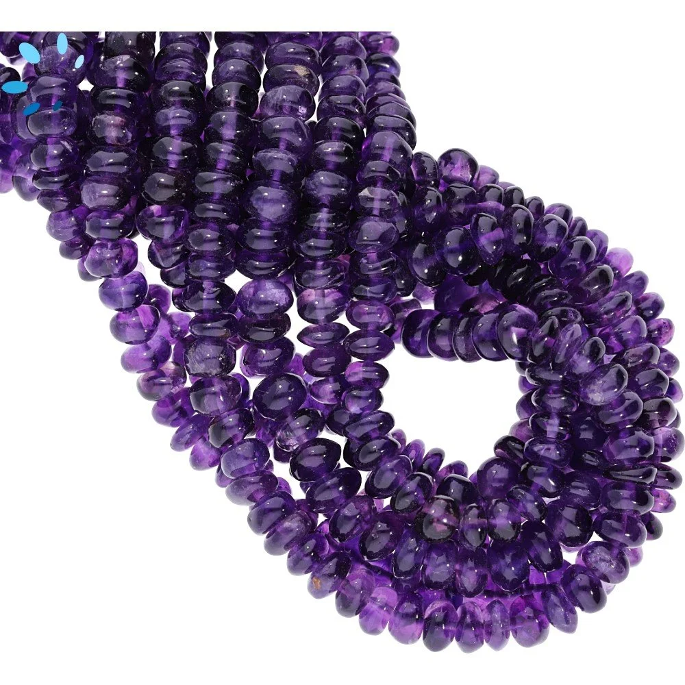 Amethyst Smooth Rondelle Beads 5mm - 14 Inch Strand