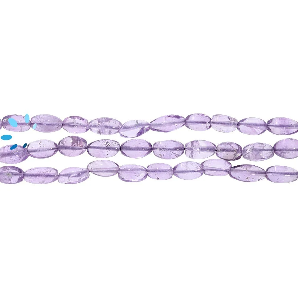 Amethyst Smooth Drum Top to Bottom Drilled Beads 9x5mm - 14 Inch Strand