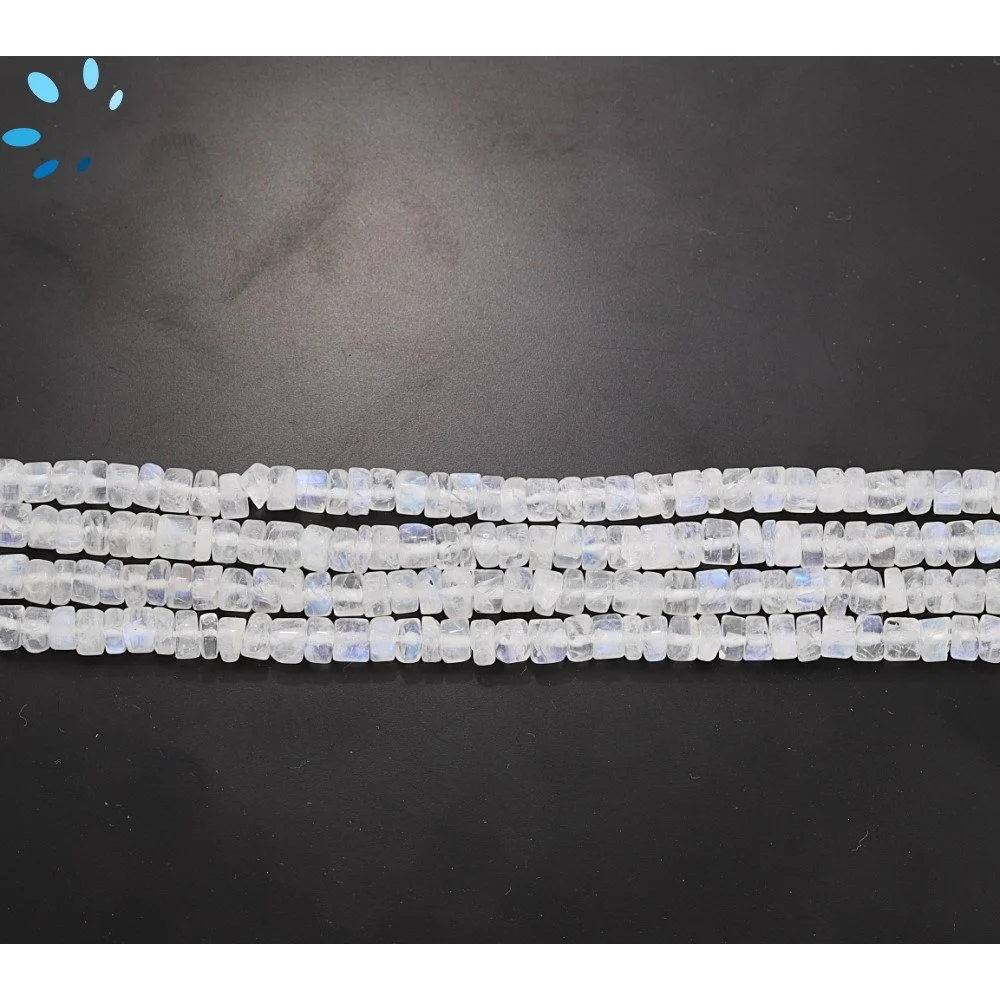 Rainbow Moonstone Smooth Heishi Center Drilled Beads 3.5mm - 14 Inch Strand