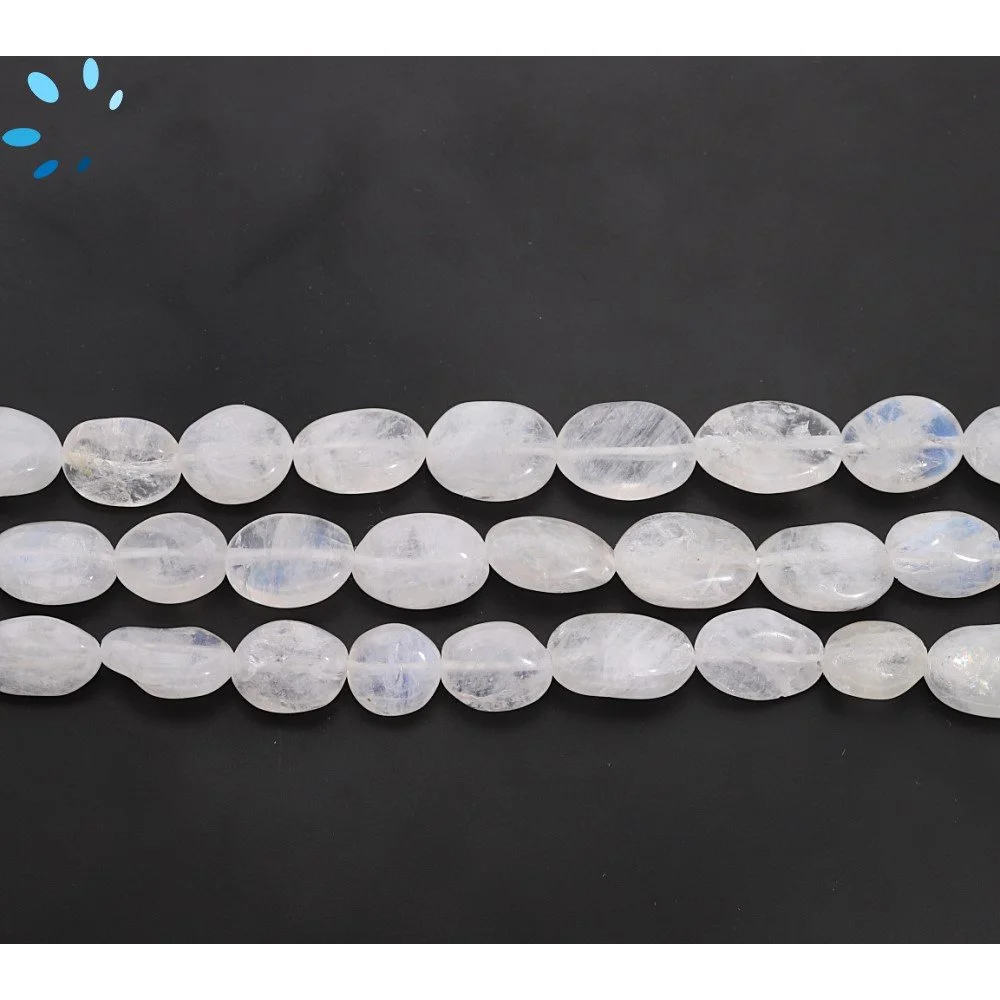 Rainbow Moonstone Smooth Oval Top to Bottom Drilled Beads 10x8 - 12x9mm - 14 Inch Strand