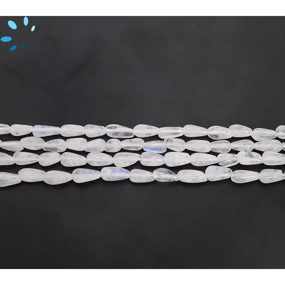 Rainbow Moonstone Smooth Teardrop Top to Bottom Drilled Beads 7x5 - 12x7mm - 14 Inch Strand