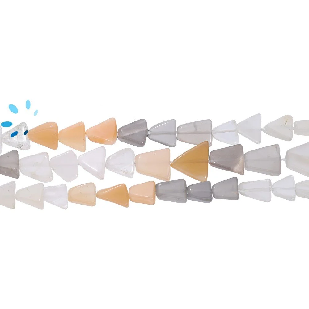 Multi Moonstone Smooth Triangle Top to Bottom Drilled Beads 7x5 - 9x7mm - 14 Inch Strand