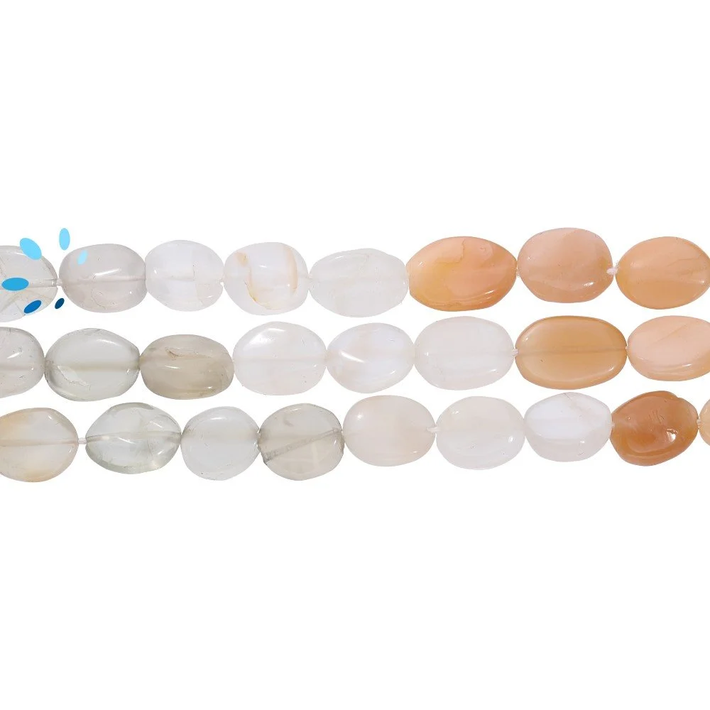 Multi Moonstone Smooth Oval Top to Bottom Drilled Beads 10x7 - 12x8mm - 14 Inch Strand